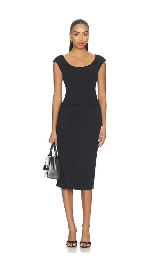Smoothing Jersey Cap Sleeve Scoop Dress