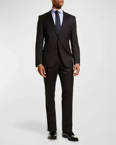 BOSS Men's Stretch-Wool Basic Two-Piece Slim Fit Suit, Black | Thumbnail 2 BOSS Men's Stretch-Wool Basic Two-Piece Slim Fit Suit, Black | Thumbnail 2