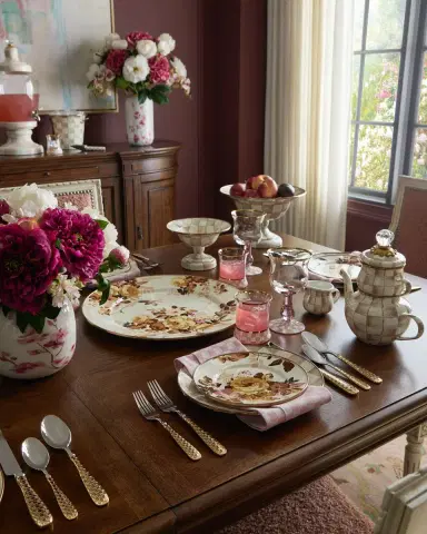 MacKenzie-Childs 5-Piece Check Gold-Plate Place Setting | Thumbnail 5