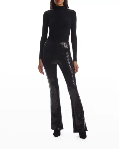Commando Sequin Flare High-Rise Leggings | Thumbnail 1 Commando Sequin Flare High-Rise Leggings | Thumbnail 1