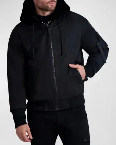Karl Lagerfeld Paris Men's Reversible Bomber Jacket w/ Faux Fur | Thumbnail 5 Karl Lagerfeld Paris Men's Reversible Bomber Jacket w/ Faux Fur | Thumbnail 5