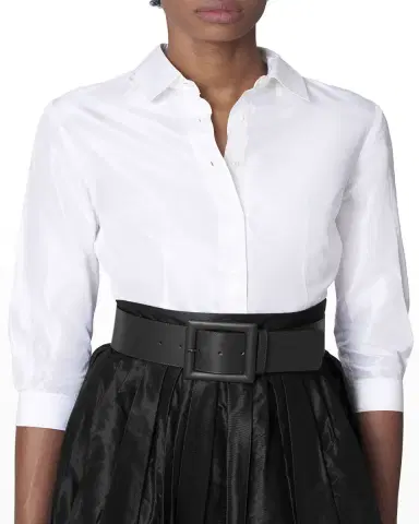 Carolina Herrera Square-Buckle Wide Leather Belt | Thumbnail 3