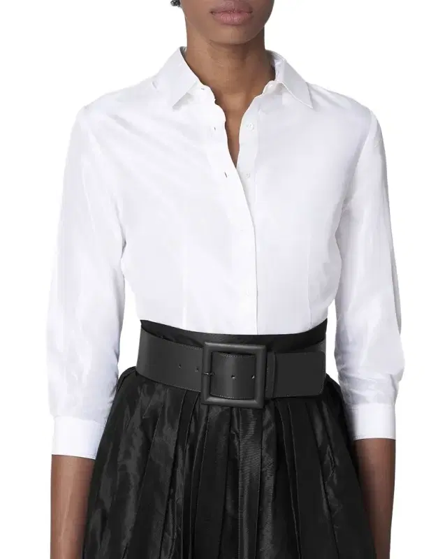 Carolina Herrera Square-Buckle Wide Leather Belt