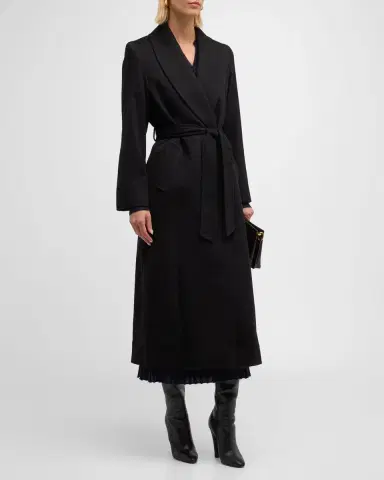 Sofia Cashmere Cashmere Belted Wrap Coat with Pick-Stitched Detail | Thumbnail 2