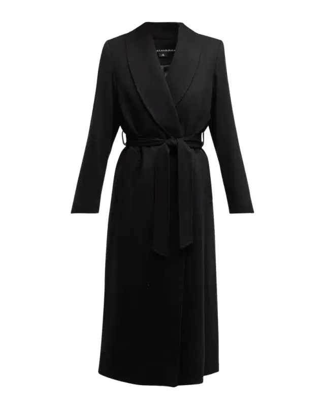 Sofia Cashmere Cashmere Belted Wrap Coat with Pick-Stitched Detail