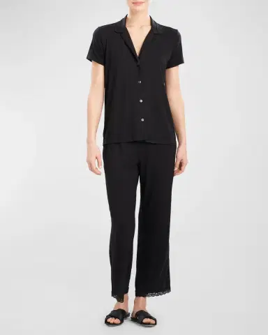 Natori Feathers Essentials Lace-Trim Jersey Pajama Set | Thumbnail 2 Natori Feathers Essentials Lace-Trim Jersey Pajama Set | Thumbnail 2
