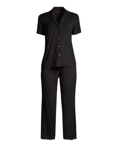 Natori Feathers Essentials Lace-Trim Jersey Pajama Set | Thumbnail 1 Natori Feathers Essentials Lace-Trim Jersey Pajama Set | Thumbnail 1