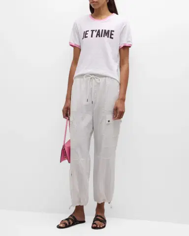 Cinq à Sept Two-Tone Je T 'aime Short-Sleeve Cotton T-Shirt | Thumbnail 3 Cinq à Sept Two-Tone Je T 'aime Short-Sleeve Cotton T-Shirt | Thumbnail 3