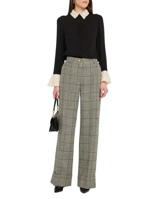 Valentino Garavani Lace Ruffle Button-Down Georgette Shirt
