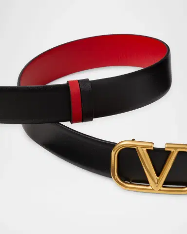 Valentino Garavani VLogo Signature Reversible Leather Belt, 30mm | Thumbnail 2