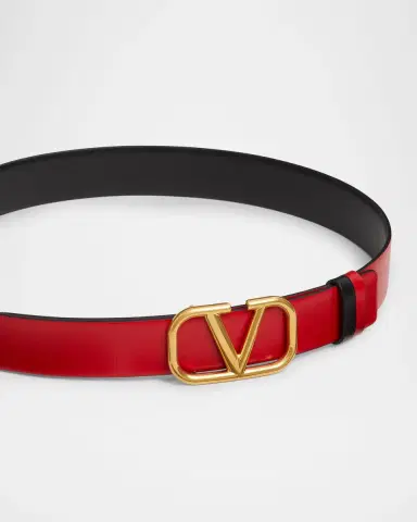 Valentino Garavani VLogo Signature Reversible Leather Belt, 30mm | Thumbnail 3