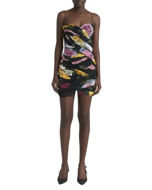 Peonie Rose Draped Tulle Mini Dress