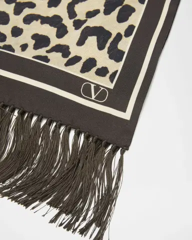 Valentino Garavani Animal Twill Fringe Scarf | Thumbnail 3
