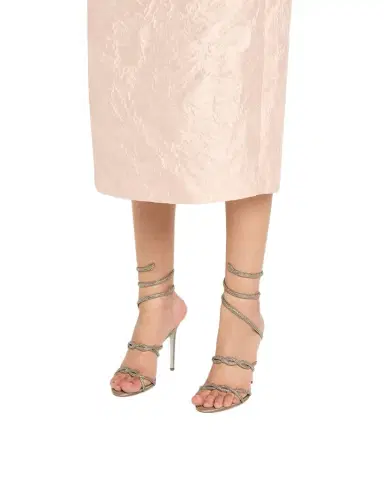 René Caovilla Crystal Satin Braided Snake-Wrap Sandals | Thumbnail 1