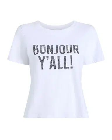 Cinq à Sept Bonjour Y 'all Embellished Shrunken Tee | Thumbnail 1