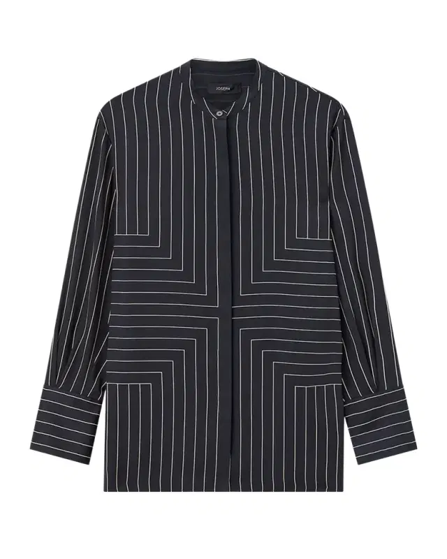Joseph Athena Geometric Striped Blouse