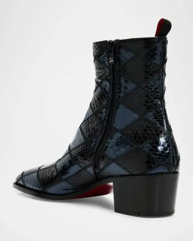 Christian Louboutin Men's Ziggissimo Forever Patchwork Watersnake Leather Zip Ankle Boots | Thumbnail 3 Christian Louboutin Men's Ziggissimo Forever Patchwork Watersnake Leather Zip Ankle Boots | Thumbnail 3