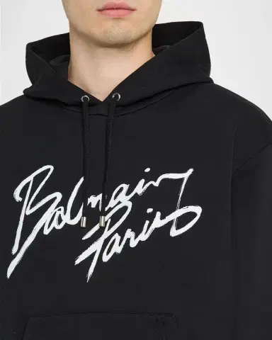 Balmain Men 's Paris Cotton Hoodie | Thumbnail 4 Balmain Men 's Paris Cotton Hoodie | Thumbnail 4