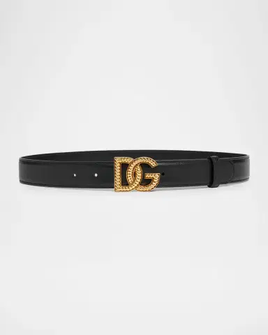 Dolce & Gabbana Leather Logo Buckle Belt | Thumbnail 3