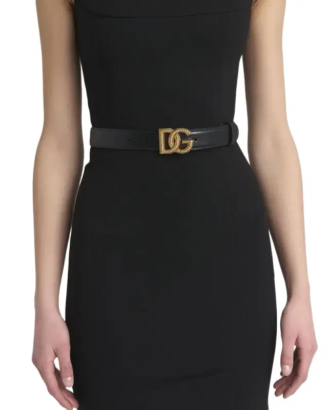 Dolce & Gabbana Leather Logo Buckle Belt