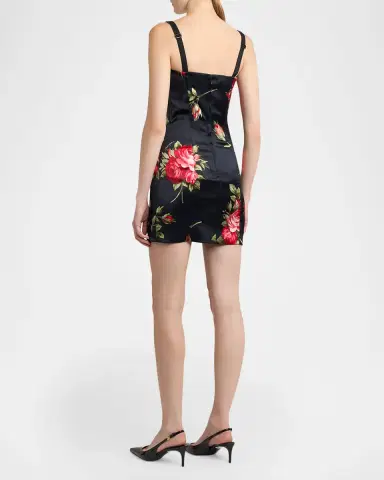 Dolce & Gabbana Floral Satin Bustier Mini Dress | Thumbnail 2 Dolce & Gabbana Floral Satin Bustier Mini Dress | Thumbnail 2