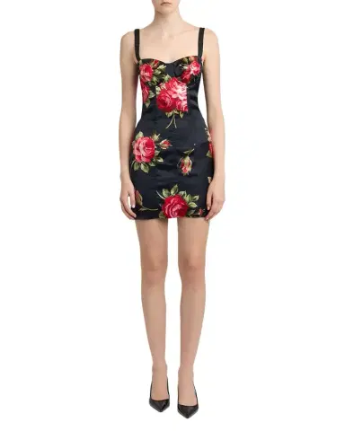 Dolce & Gabbana Floral Satin Bustier Mini Dress | Thumbnail 1 Dolce & Gabbana Floral Satin Bustier Mini Dress | Thumbnail 1