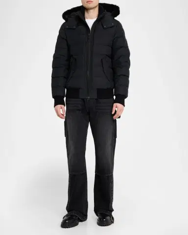 Moose Knuckles Men's Onyx Scotchtown Shearling-Trim Bomber Jacket | Thumbnail 2 Moose Knuckles Men's Onyx Scotchtown Shearling-Trim Bomber Jacket | Thumbnail 2
