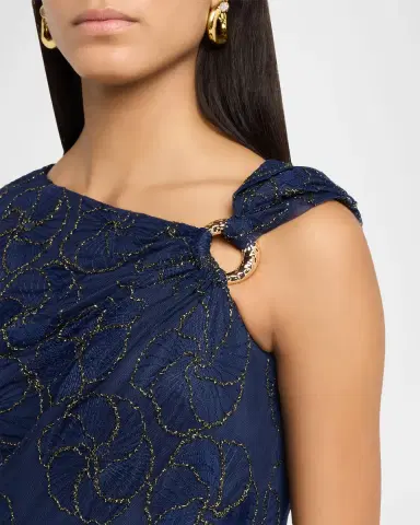 Aidan Mattox Metallic Floral-Embroidered Mesh Gown | Thumbnail 5 Aidan Mattox Metallic Floral-Embroidered Mesh Gown | Thumbnail 5