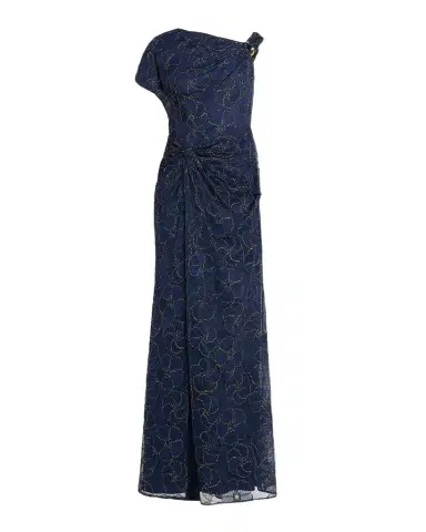 Aidan Mattox Metallic Floral-Embroidered Mesh Gown | Thumbnail 1 Aidan Mattox Metallic Floral-Embroidered Mesh Gown | Thumbnail 1