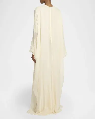 Elie Saab Floral Printed Silk Chiffon Kaftan | Thumbnail 2 Elie Saab Floral Printed Silk Chiffon Kaftan | Thumbnail 2