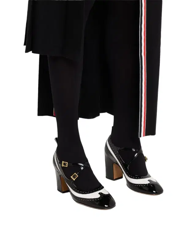 75mm Crisscross Leather Brogue Pumps