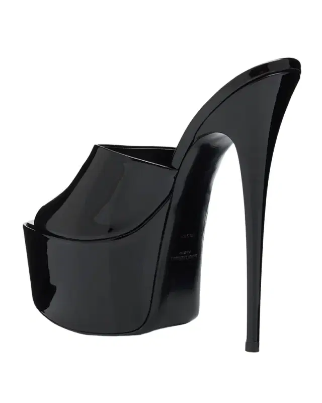Saint Laurent 110mm Kika Patent Leather Platform Mules