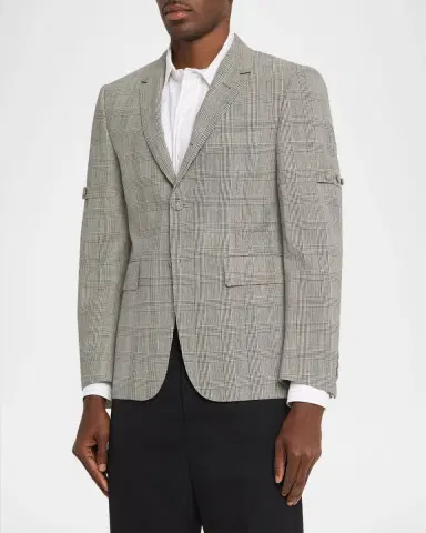 Thom Browne Men's Fit 1 Single-Breasted Prince of Wales Sport Coat | Thumbnail 3