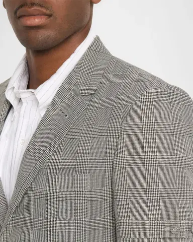 Thom Browne Men's Fit 1 Single-Breasted Prince of Wales Sport Coat | Thumbnail 4