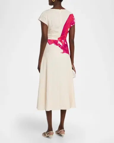 Rickie Freeman for Teri Jon Abstract-Print Crinkled Midi Dress | Thumbnail 3 Rickie Freeman for Teri Jon Abstract-Print Crinkled Midi Dress | Thumbnail 3