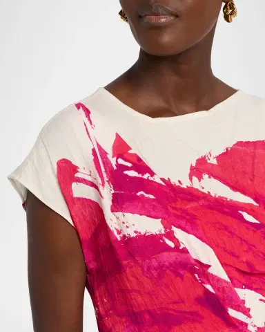Rickie Freeman for Teri Jon Abstract-Print Crinkled Midi Dress | Thumbnail 5 Rickie Freeman for Teri Jon Abstract-Print Crinkled Midi Dress | Thumbnail 5