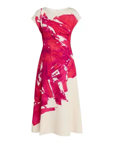 Rickie Freeman for Teri Jon Abstract-Print Crinkled Midi Dress | Thumbnail 1 Rickie Freeman for Teri Jon Abstract-Print Crinkled Midi Dress | Thumbnail 1