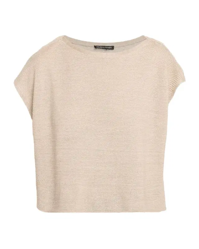 Eileen Fisher Bateau-Neck Organic Linen Sweater