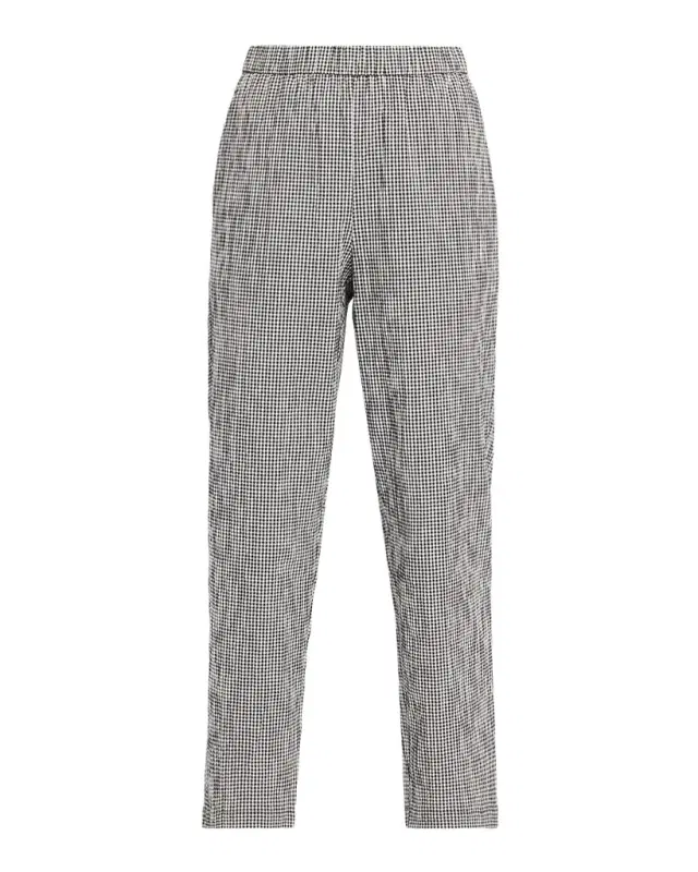 Tapered Organic Cotton Check Ankle Pants
