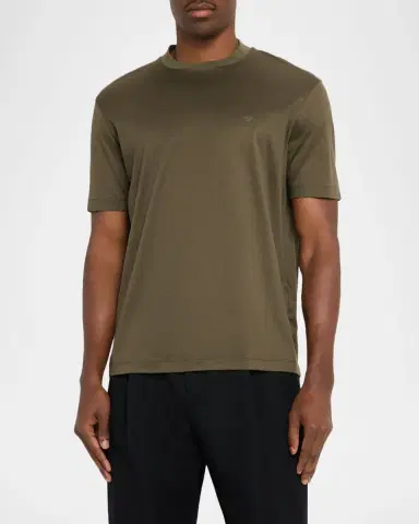 Emporio Armani Men's Lyocell and Cotton Eagle Logo Crewneck T-Shirt | Thumbnail 4