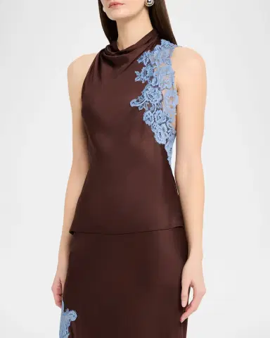A.L.C. Rose Lace-Embroidered Cowl-Neck Top | Thumbnail 4