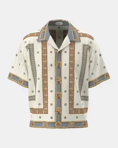 Versace Men's The Ringmaster Silk Twill Short-Sleeve Shirt | Thumbnail 3 Versace Men's The Ringmaster Silk Twill Short-Sleeve Shirt | Thumbnail 3