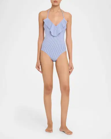 Shoshanna Ruffle Striped One-Piece Swimsuit | Thumbnail 2 Shoshanna Ruffle Striped One-Piece Swimsuit | Thumbnail 2