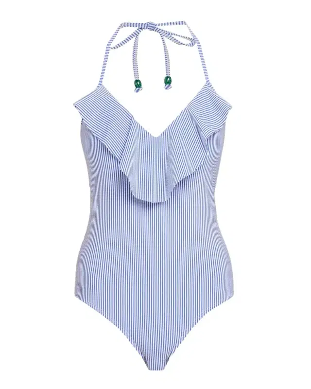 Ruffle Striped One-Piece Swimsuit