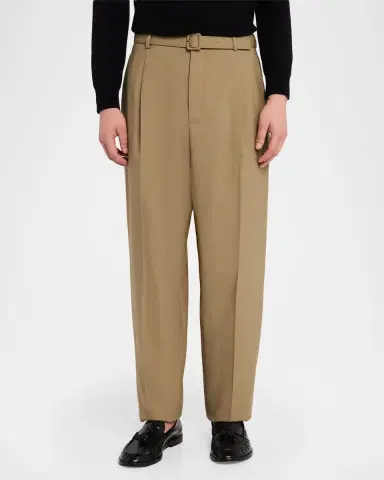 Saint Laurent Men's Wool and Mohair Single-Pleat Belted Pants | Thumbnail 3 Saint Laurent Men's Wool and Mohair Single-Pleat Belted Pants | Thumbnail 3