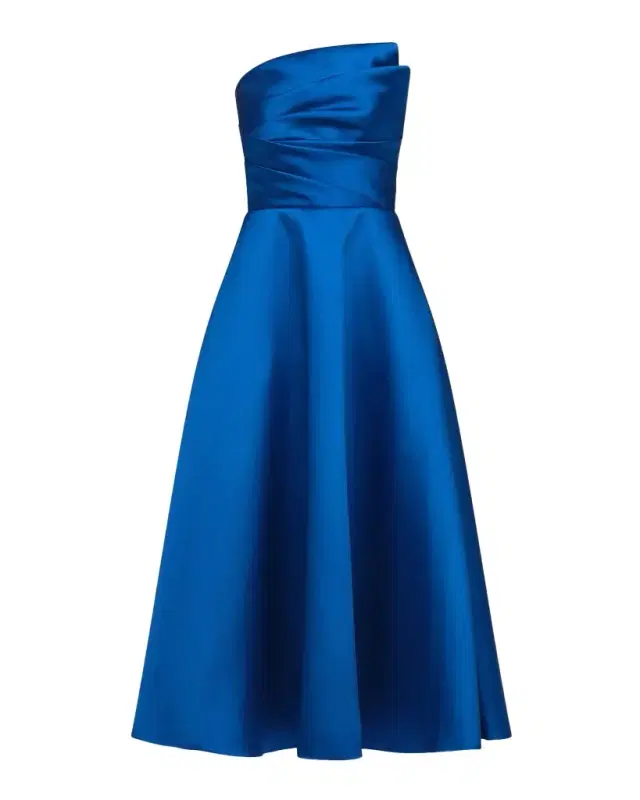 Theia Salem Pleated Strapless Cocktail Dress