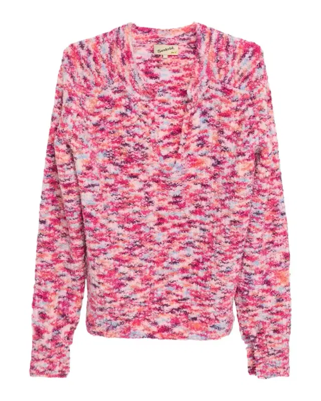 Men 's Melange Split Open-Crewneck Sweater