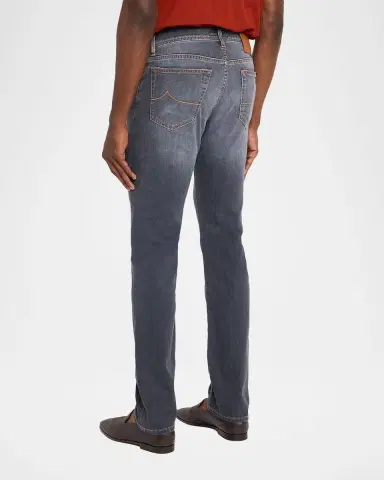Jacob Cohen Men's Slim Straight-Leg Washed Black Denim Jeans | Thumbnail 3