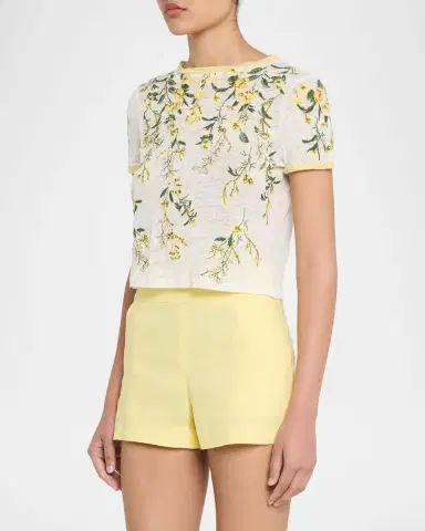 ALICE + OLIVIA Cindy Embroidered Crop Top | Thumbnail 4