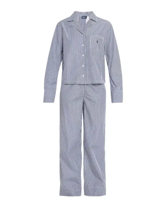Polo Ralph Lauren Long-Sleeve Striped Cotton Poplin Pajama Set